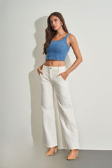 Top em Jeans com Elastano