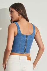 Top em Jeans com Elastano