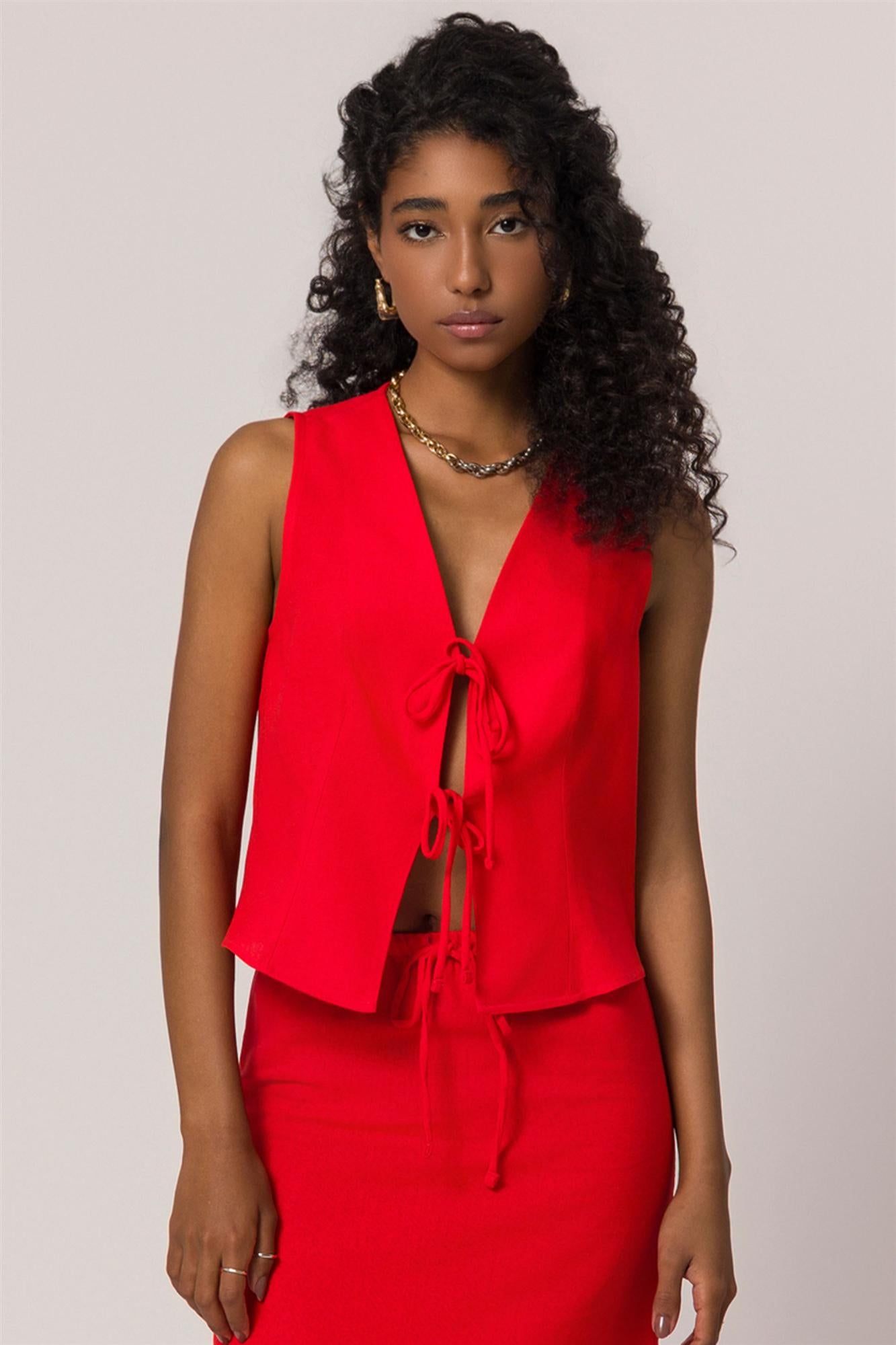 Colete em Linen com Amarração