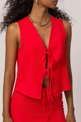 Colete em Linen com Amarração