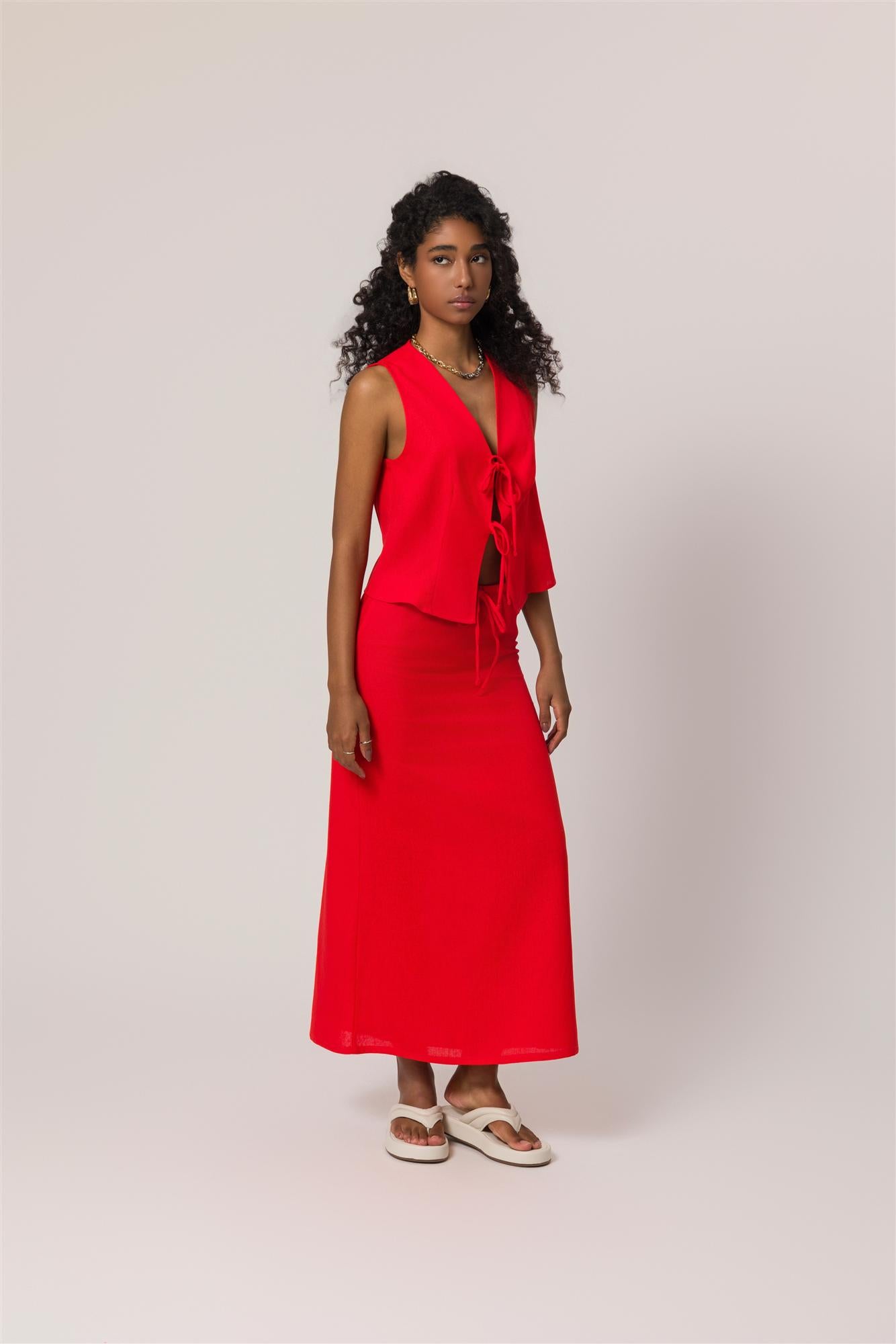 Colete em Linen com Amarração