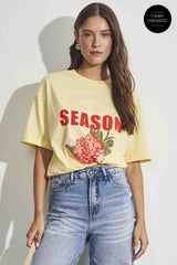 T-shirt oversized em meia malha com estampa