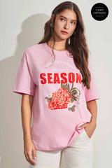 T-shirt oversized em meia malha com estampa