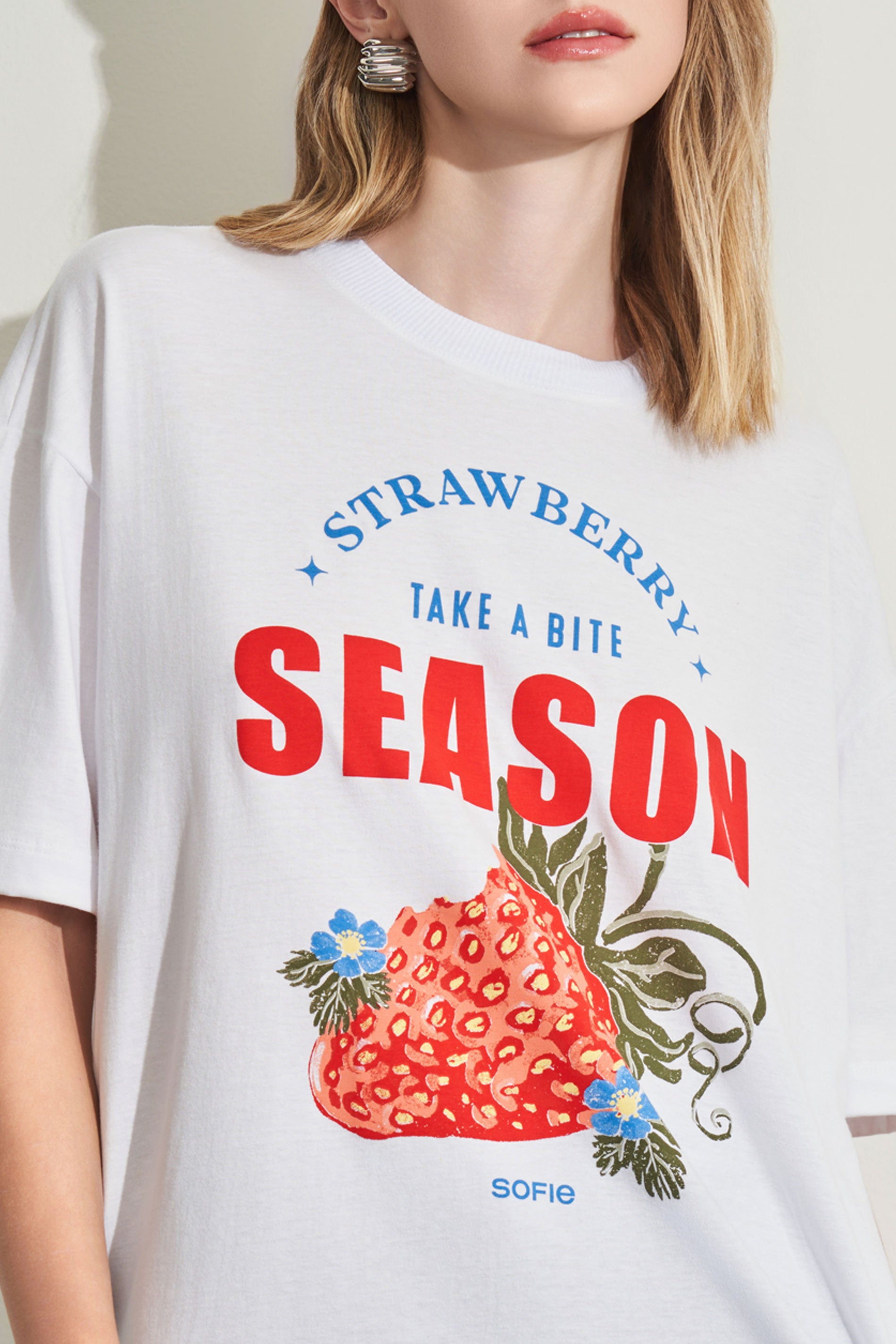 T-shirt oversized em meia malha com estampa