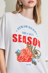 T-shirt oversized em meia malha com estampa