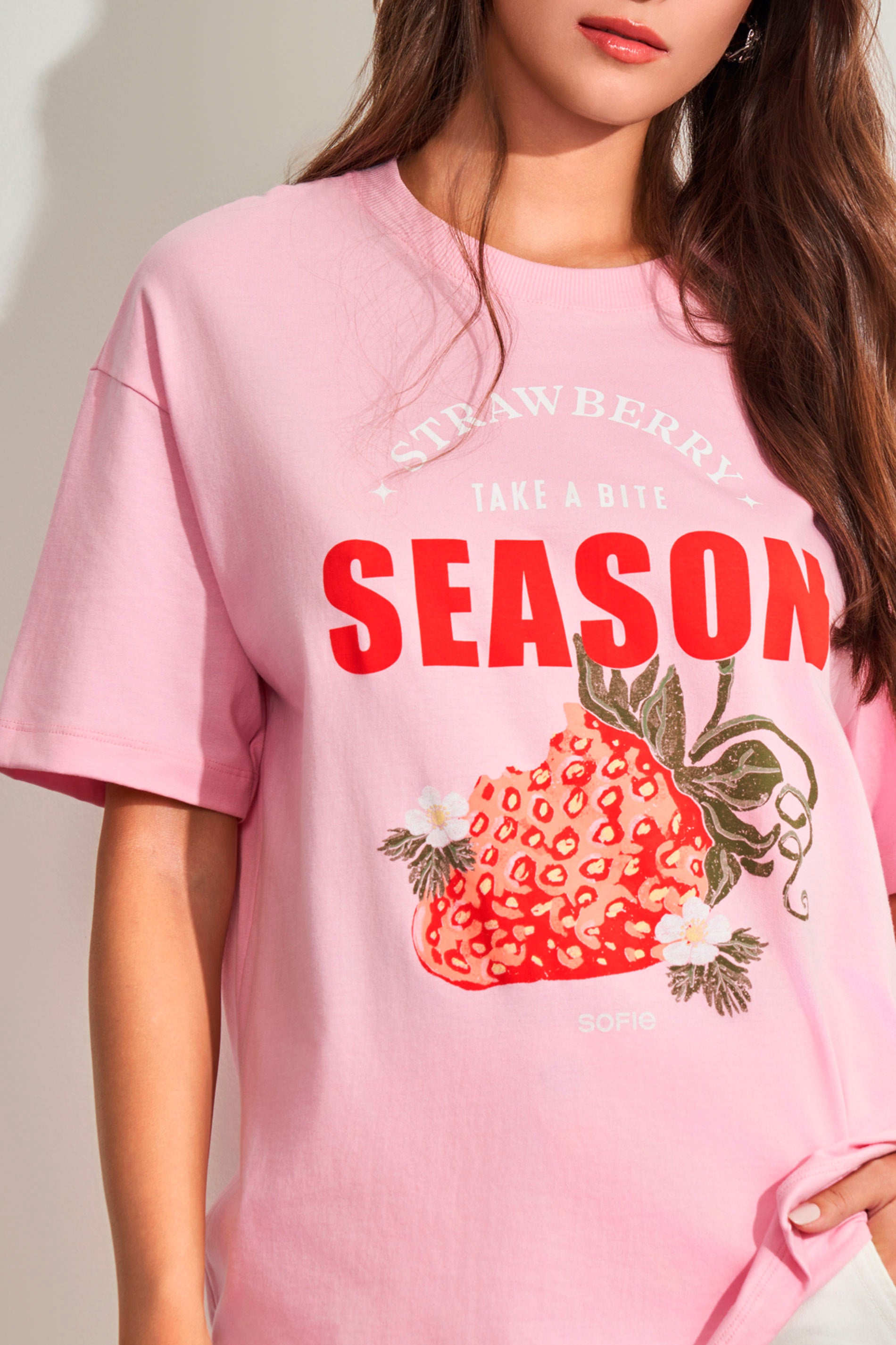 T-shirt oversized em meia malha com estampa