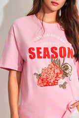 T-shirt oversized em meia malha com estampa