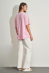 T-shirt oversized em meia malha com estampa