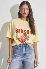 T-shirt oversized em meia malha com estampa