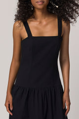 Vestido Midi de Alça em Plano Tricoline