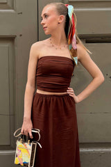 Blusa Sem Alça em Linen com Lastex