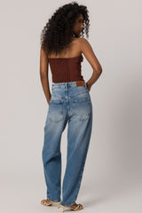 Blusa Sem Alça em Linen com Lastex