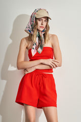 Blusa Sem Alça em Linen com Lastex