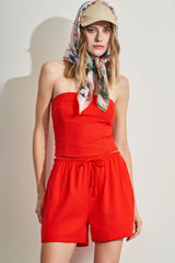 Blusa Sem Alça em Linen com Lastex