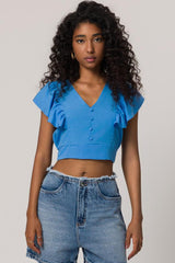 Blusa de manga curta em plano tencel