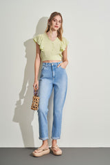 Blusa de manga curta em plano tencel