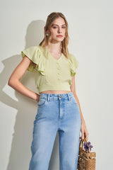 Blusa de manga curta em plano tencel