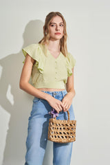 Blusa de manga curta em plano tencel