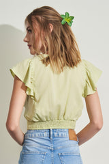 Blusa de manga curta em plano tencel