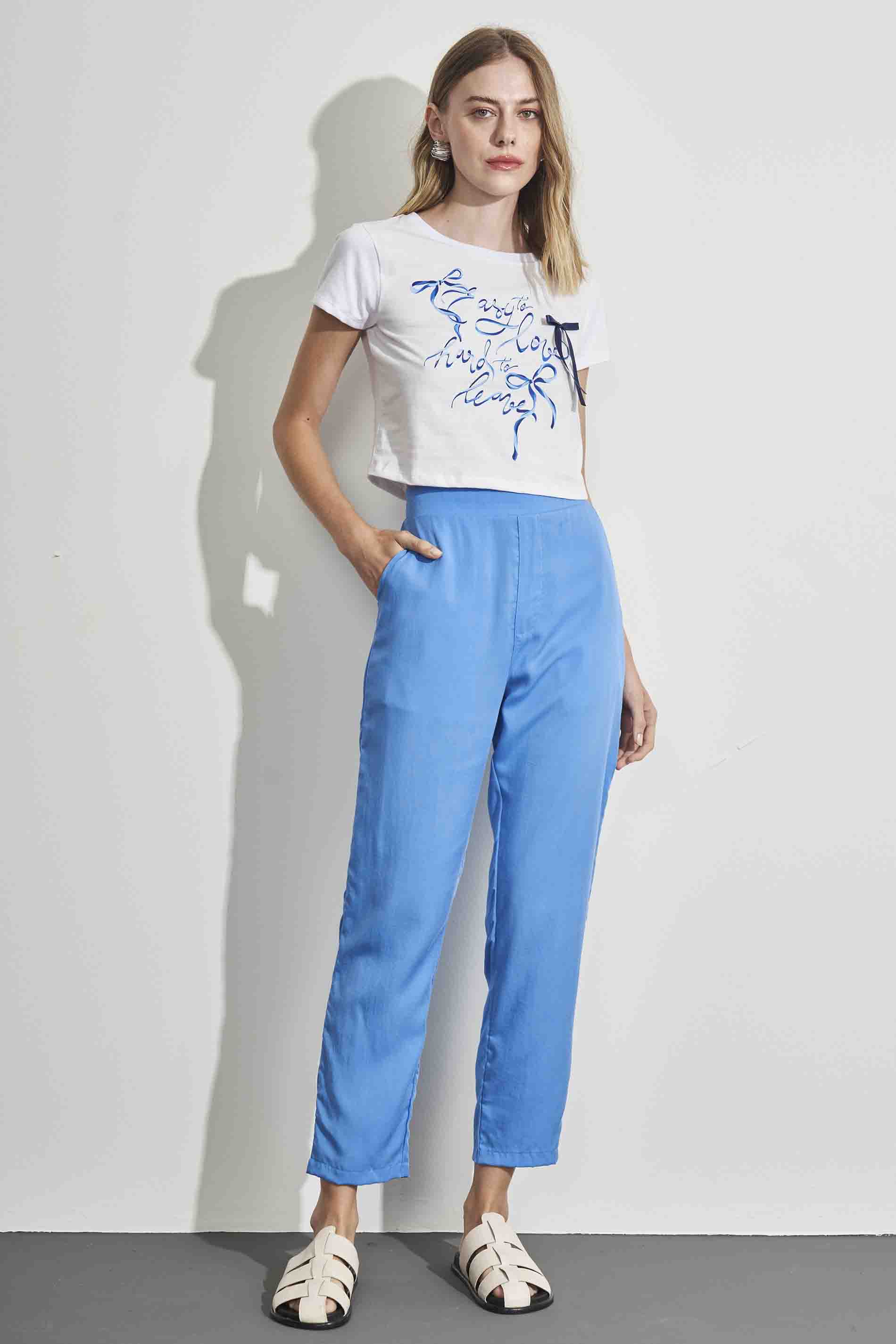 Calça Jogger em Tencel com Cintura Alta