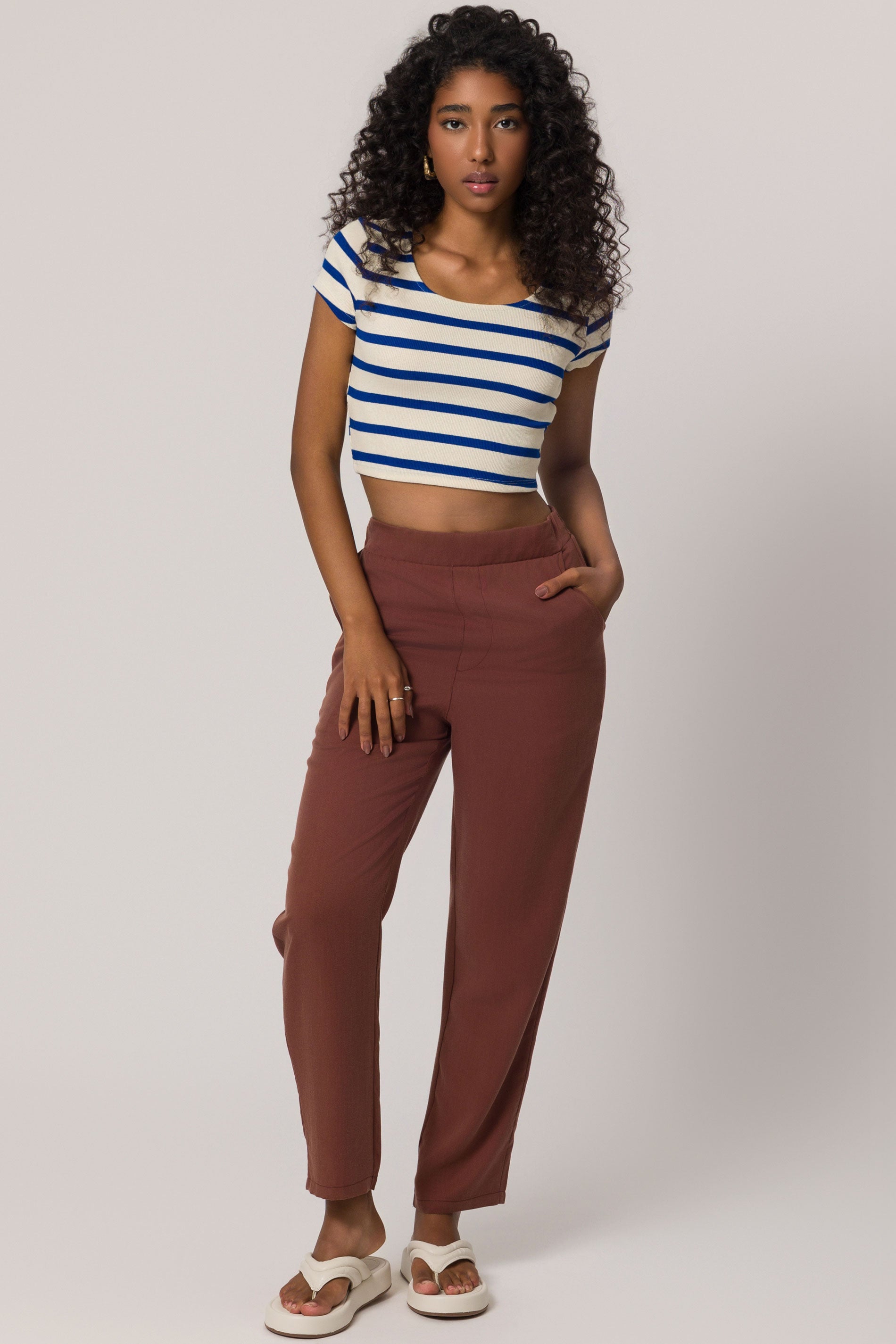 Calça Jogger em Tencel com Cintura Alta