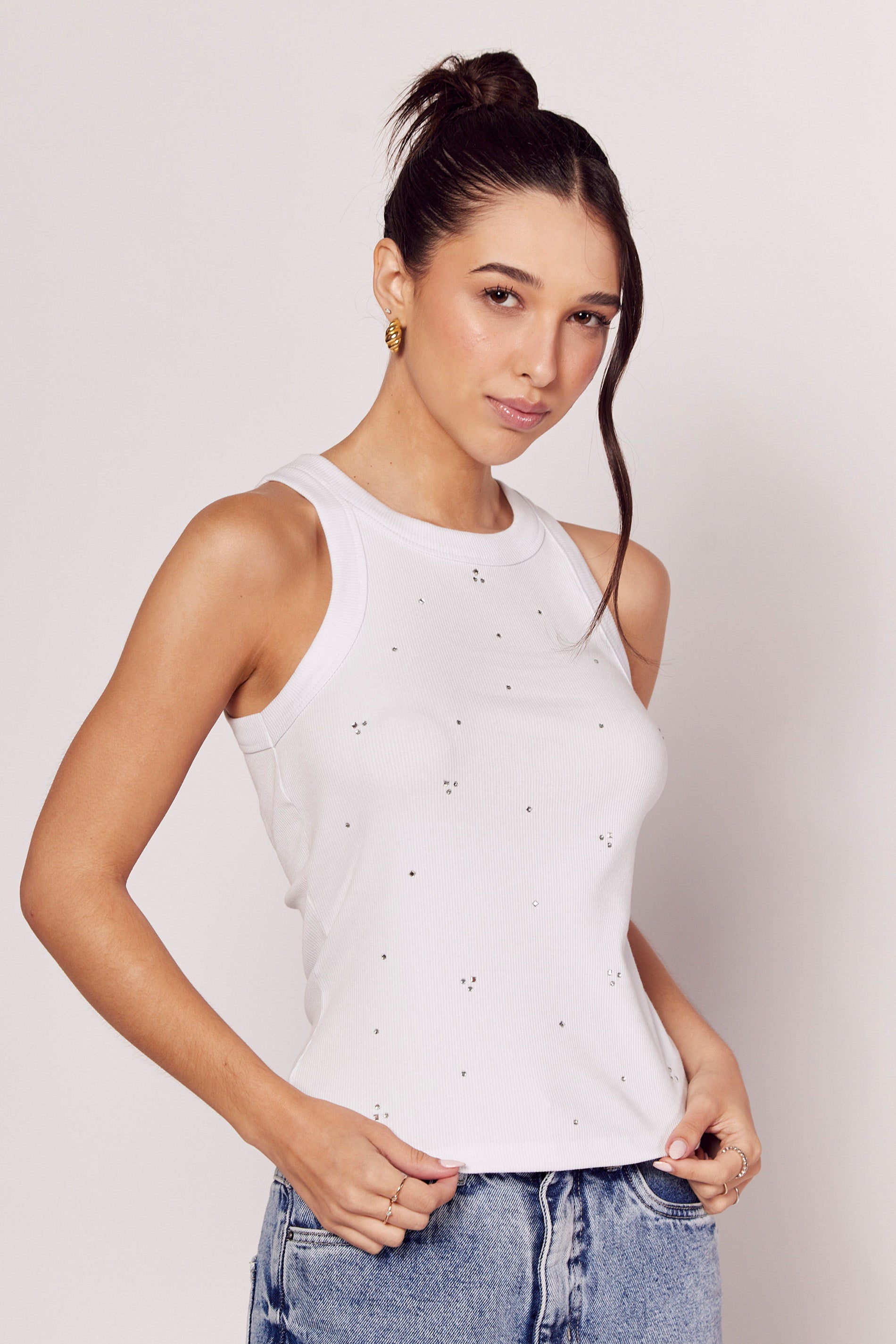 Regata Luminare Canelada com Aplicações de Strass