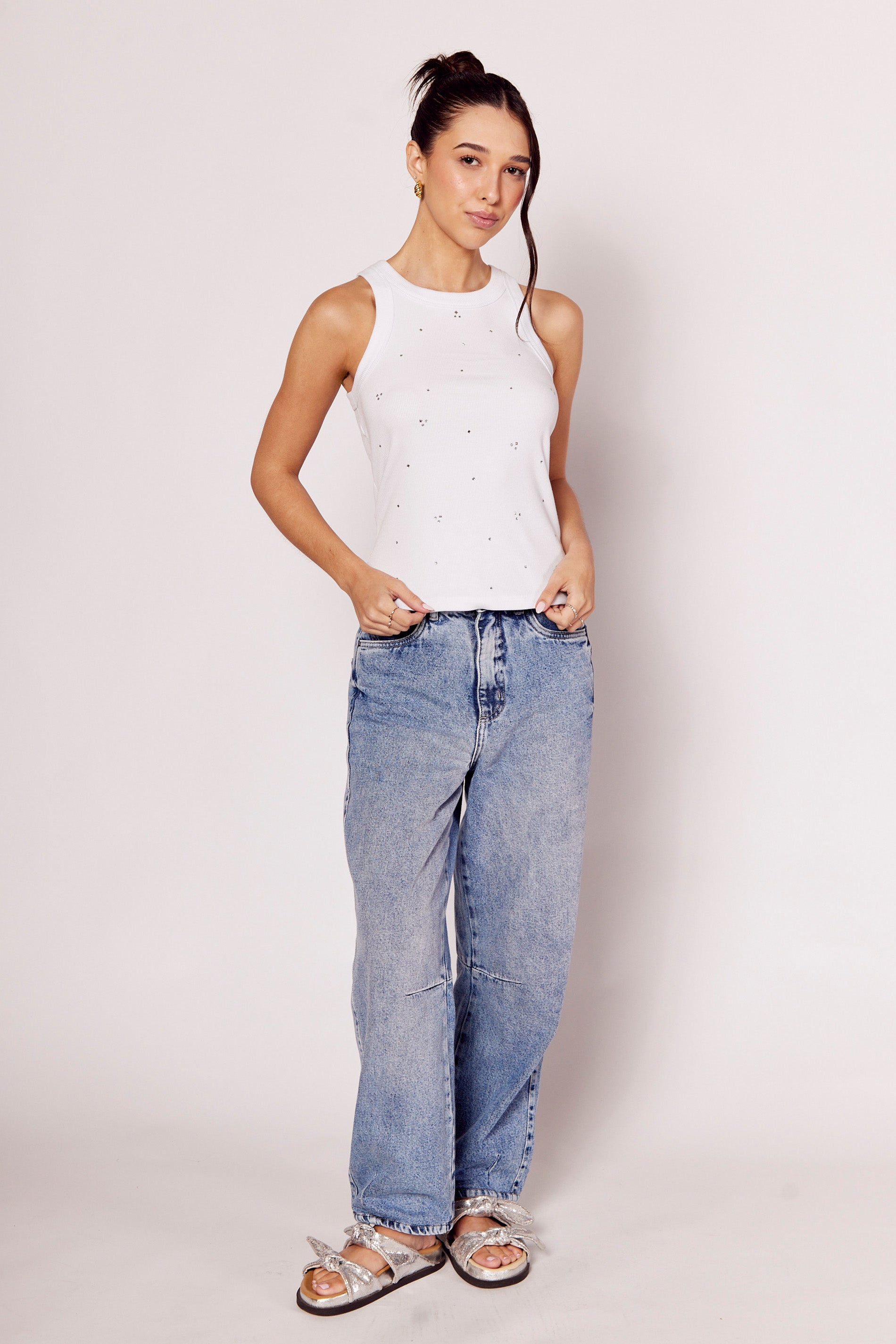 Regata Luminare Canelada com Aplicações de Strass