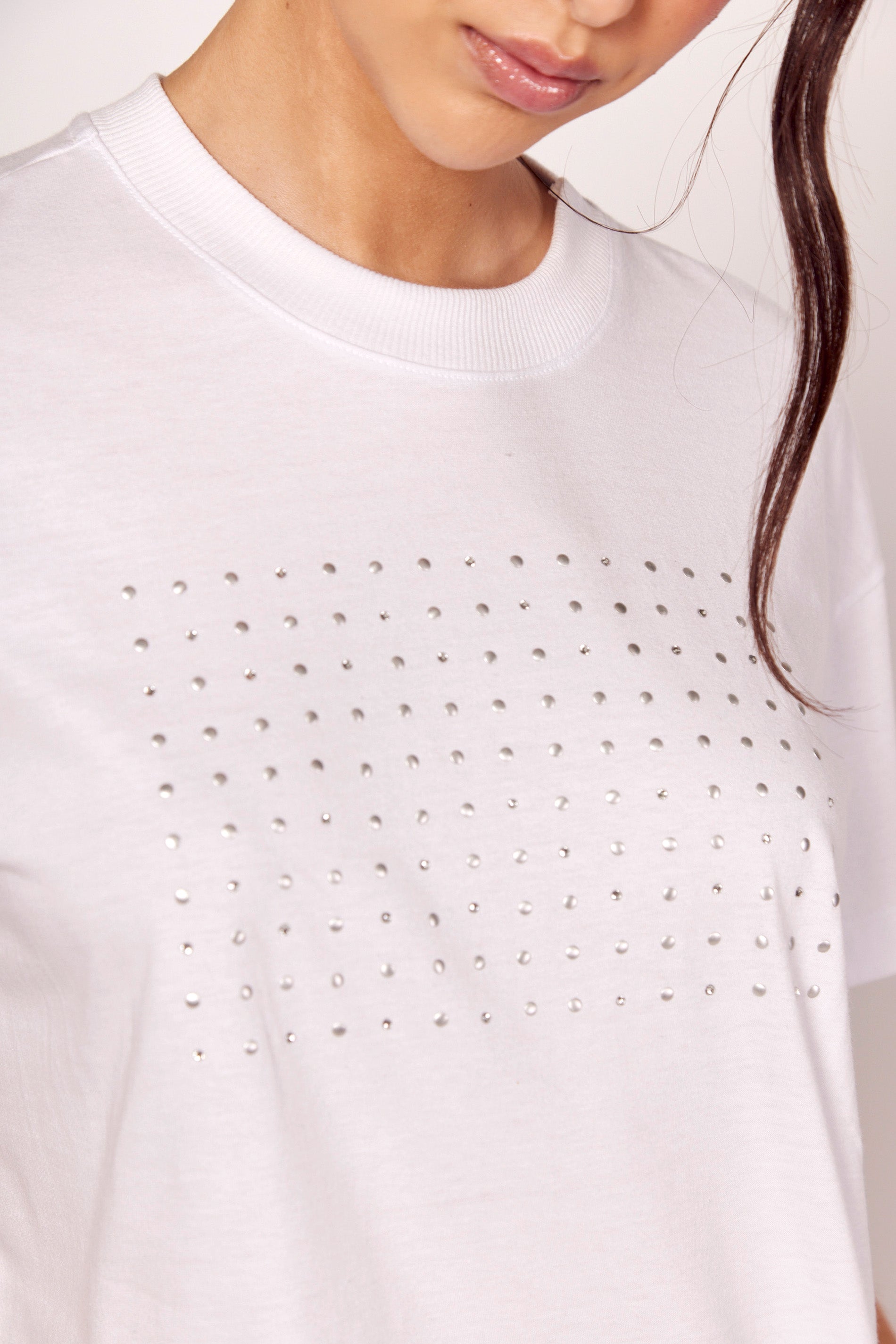 T-shirt Notte em Malha Algodão com Strass