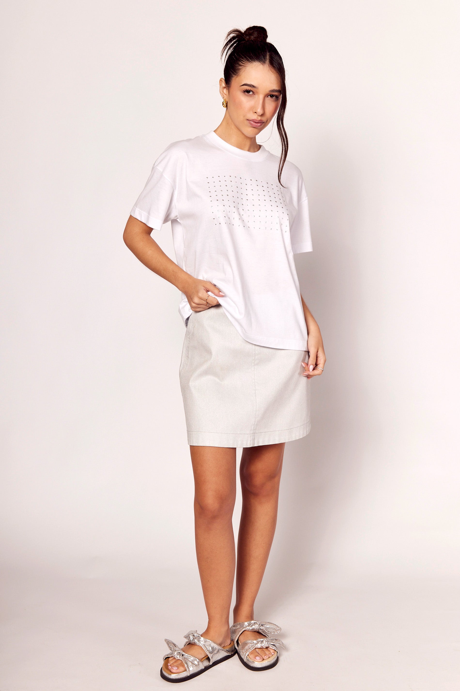 T-shirt Notte em Malha Algodão com Strass