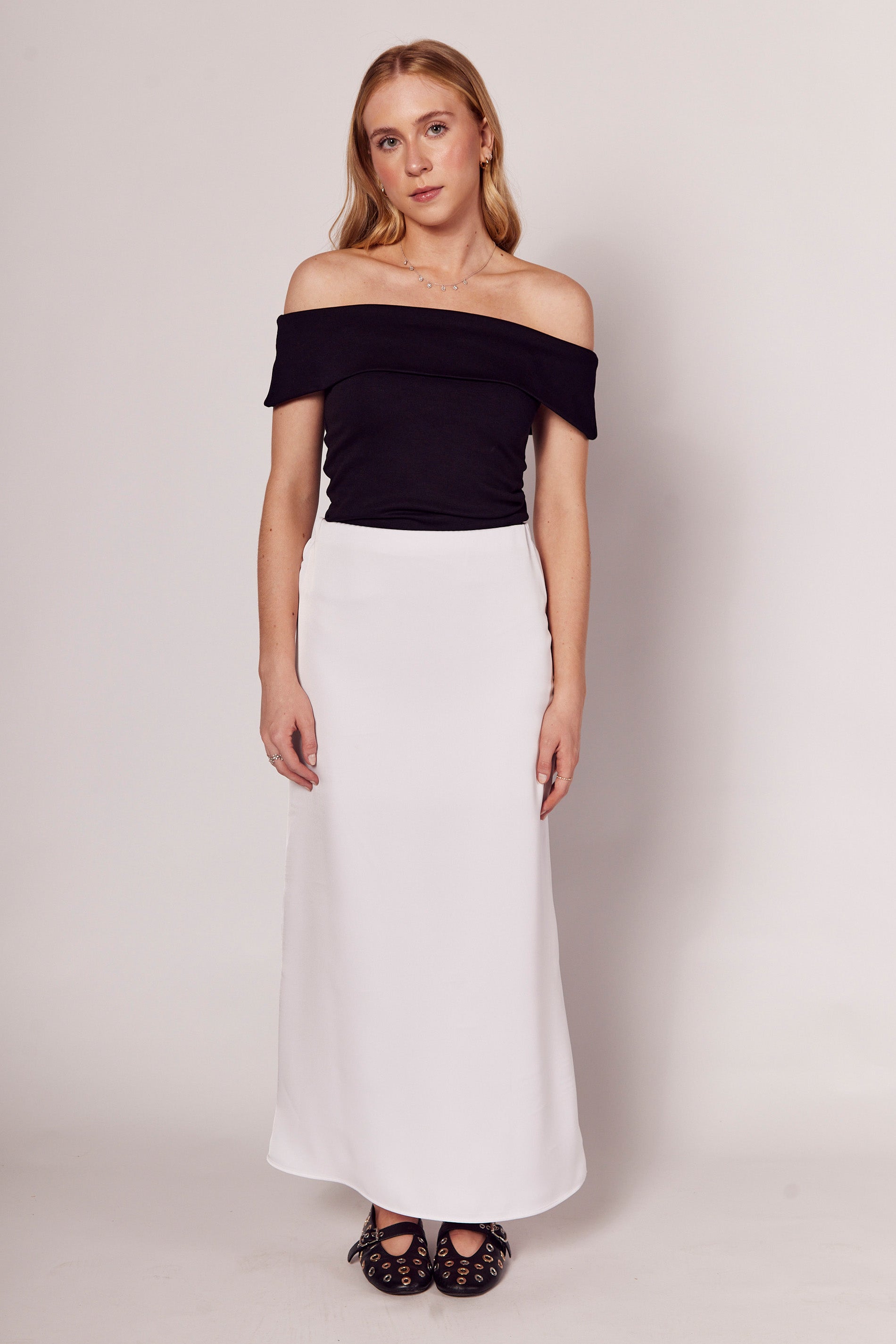 Blusa Ombro a Ombro Luminare com Dobra Larga