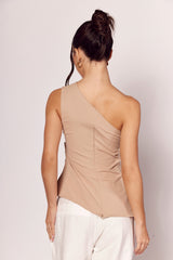 Blusa Assimétrica Notte em Plano Alfaiataria e Drapeados