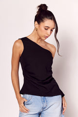 Blusa Assimétrica Notte em Plano Alfaiataria e Drapeados