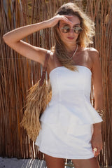 Top Tomara que Caia Luminare Estruturado com Recortes Evasê