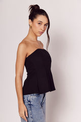 Top Tomara que Caia Luminare Estruturado com Recortes Evasê