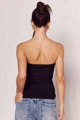 Top Tomara que Caia Luminare Estruturado com Recortes Evasê