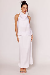 Blusa Luminare em Cetim com Gola Drapeada