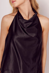 Blusa Luminare em Cetim com Gola Drapeada