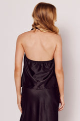 Blusa Luminare em Cetim com Gola Drapeada