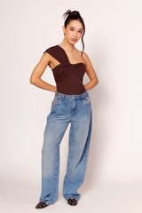 Body de um Ombro Notte em Poliamida