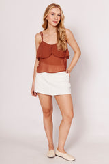 Short Saia Luminare em Alfaiataria com Bolsos