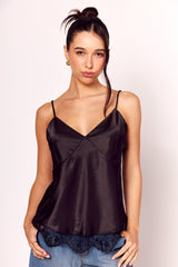 Blusa Notte em Cetim com Renda