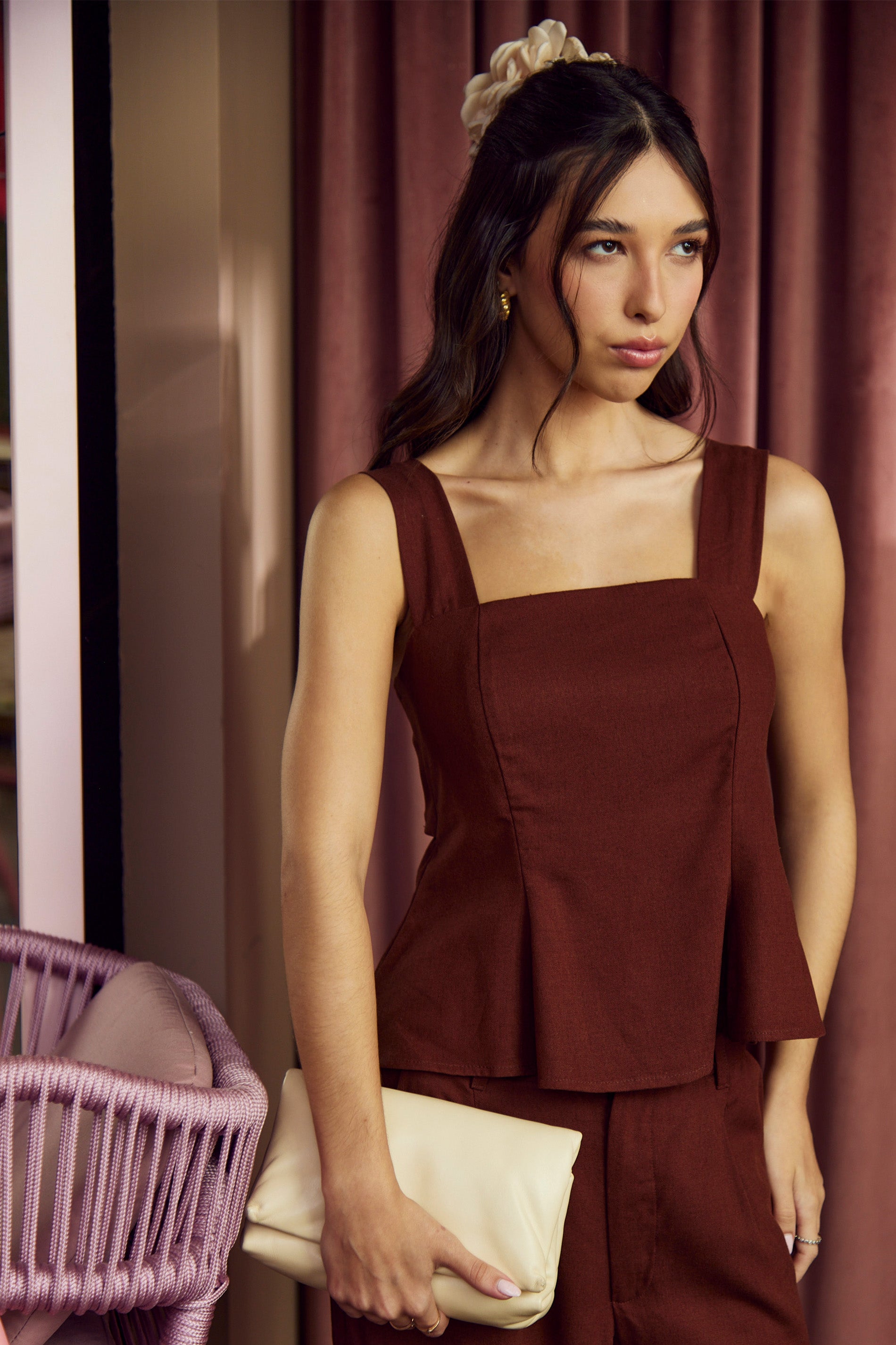 Blusa Giornata Alças Largas e Amarração em Laço Costas