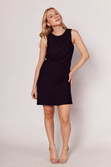 Vestido Curto Luminare com Aplicação de Brilhos e Modelagem Reta