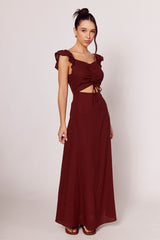 Vestido Longo Giornata em Tecido Plano e Amarração