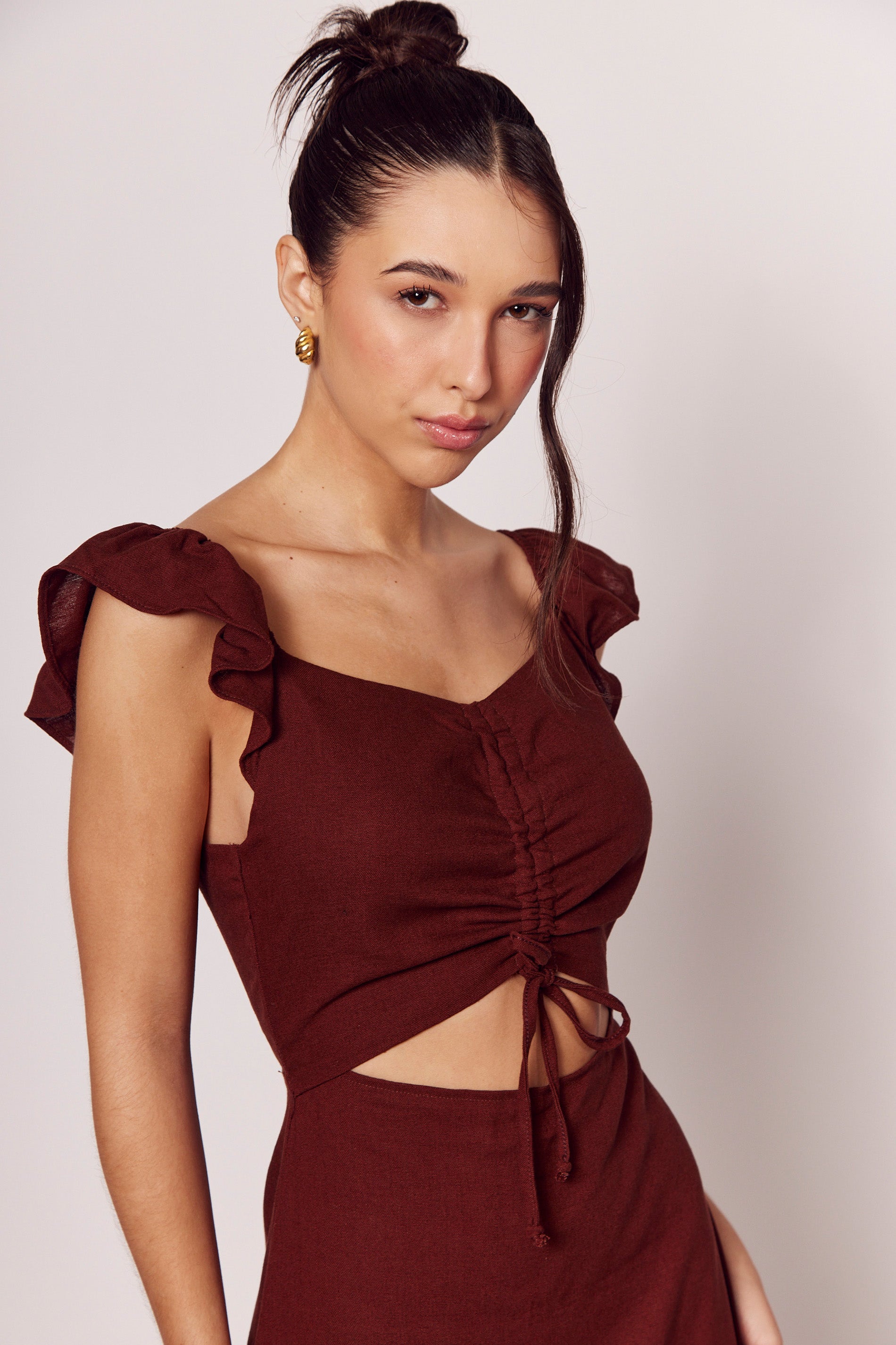 Vestido Longo Giornata em Tecido Plano e Amarração