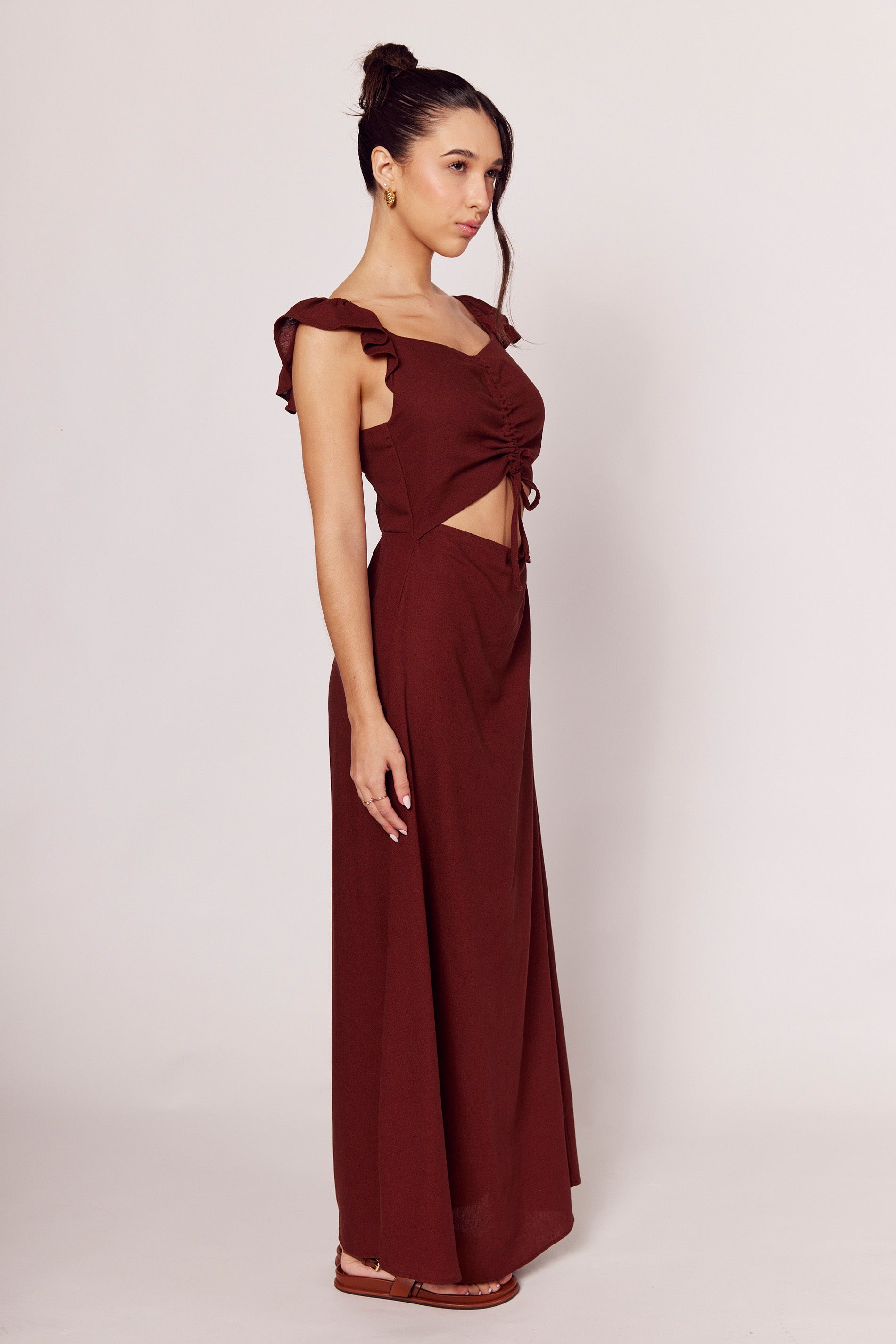 Vestido Longo Giornata em Tecido Plano e Amarração