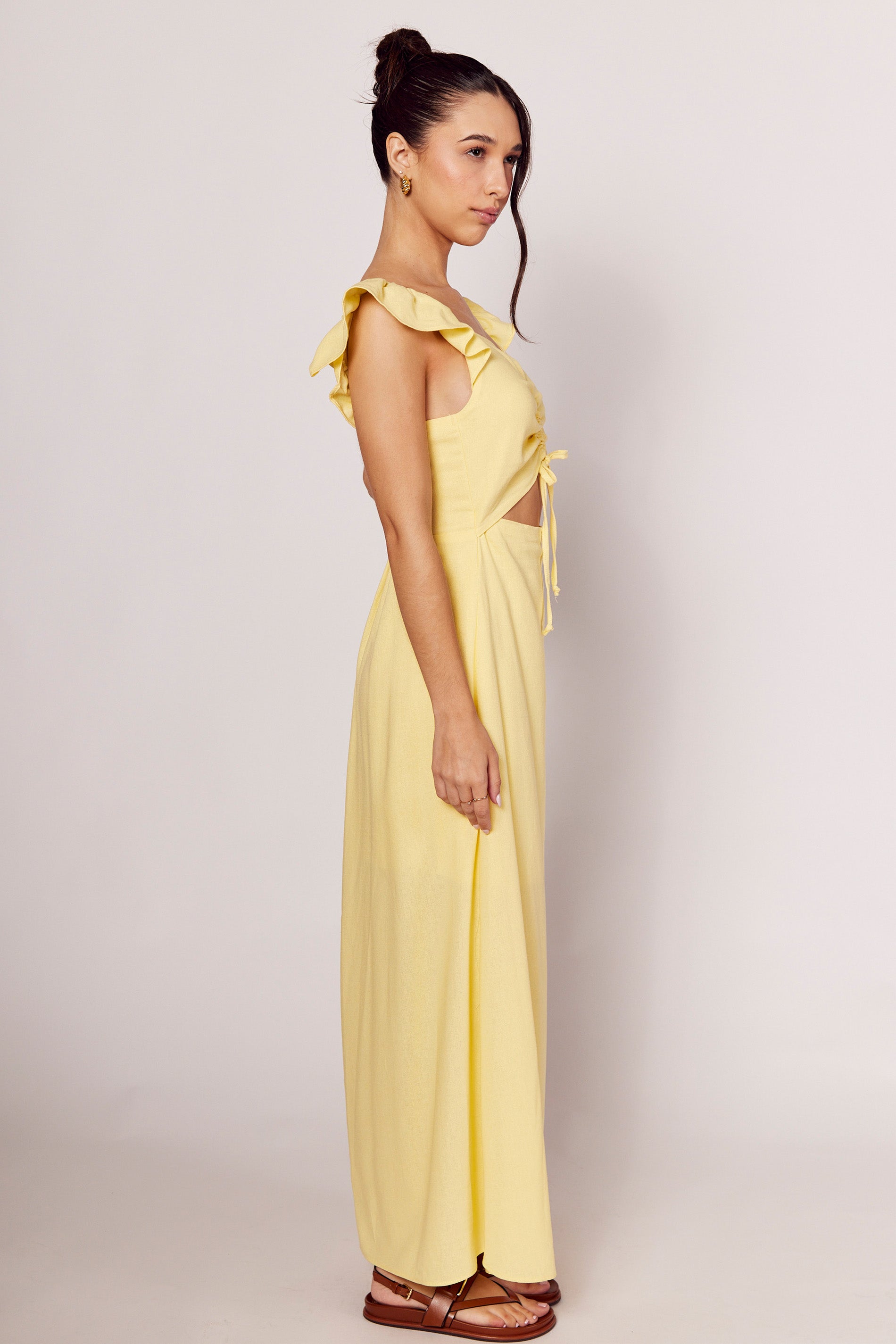 Vestido Longo Giornata em Tecido Plano e Amarração