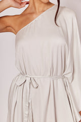 Vestido Curto de um Ombro Luminare com Amarração