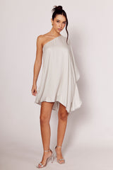 Vestido Curto de um Ombro Luminare com Amarração