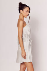 Vestido Curto de um Ombro Luminare com Amarração